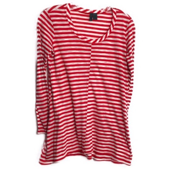 Left of Center Red & White Striped Detail Top XS - Picture 1 of 8